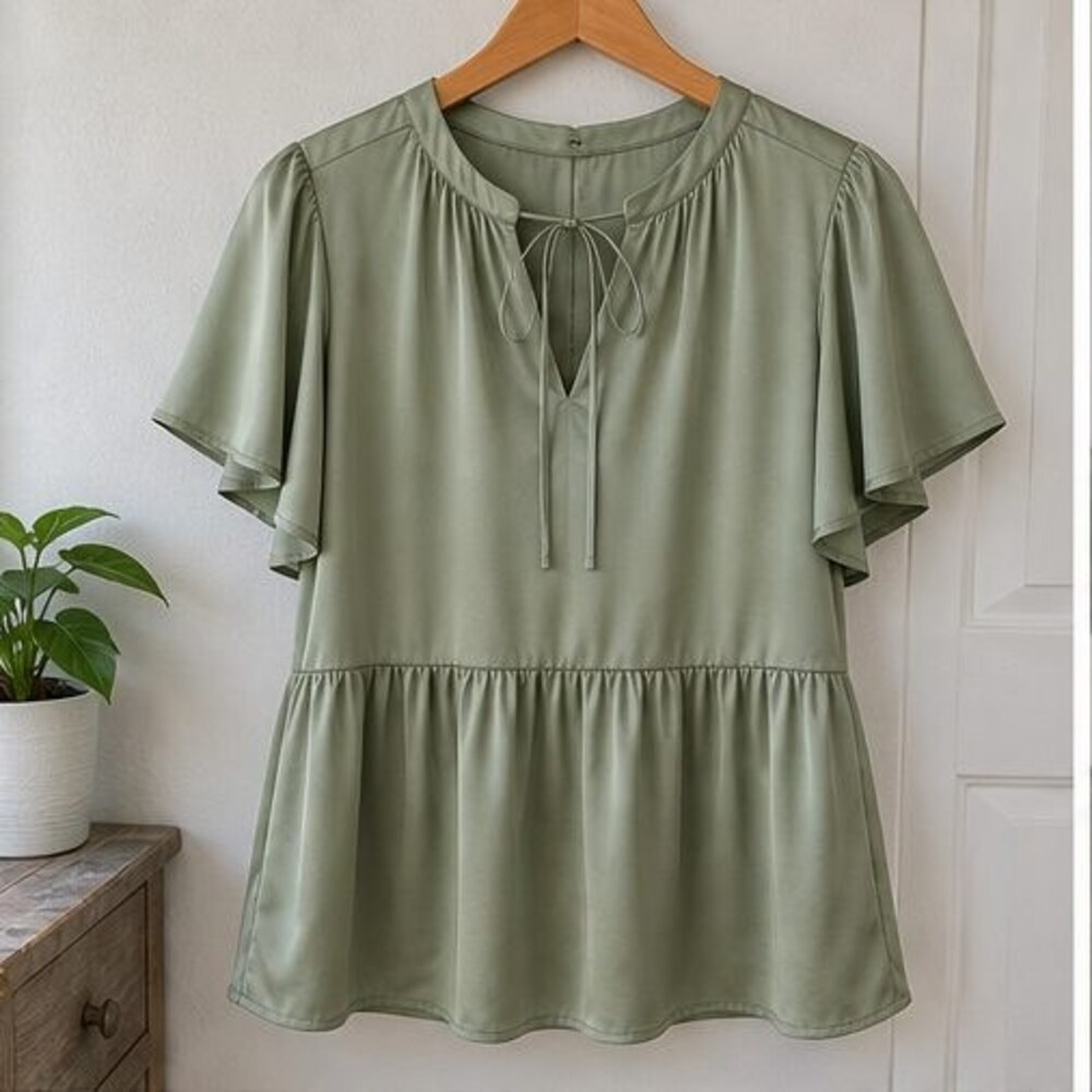 Sage Peplum Top
